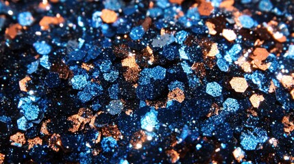 Wall Mural - Blue and Copper Glitter Sparkle Texture Background