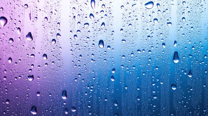 Poster - Water droplets on a blue and purple gradient surface