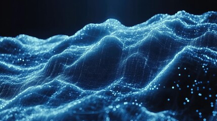 Aufkleber - Big data-inspired background featuring blue waves and particle dynamics, perfect for technology and innovation themes