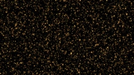 Wall Mural - looped animated texture of many sparkling golden light particles on dark background