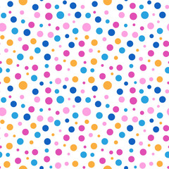 Poster - Colorful Polka dot Seamless pattern. Spotted Funny background. Abstract random confetti. Simple Dotted Illustration. Template for Child Birthday Party Carnival scrapbook wrapping Paper Design