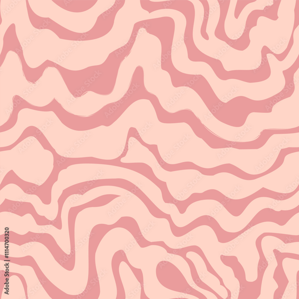 Abstract wavy pattern with pink and peach tones, resembling fluid ...