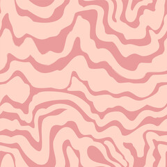 Wall Mural - Abstract wavy pattern with pink and peach tones, resembling fluid motion or a topographic map. The design features organic lines that create a harmonious and calming visual effect