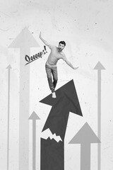 Aufkleber - Creative photo 3d collage artwork poster picture of young man have business finance economy problem isolated on painting background