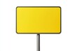 © PixelPulse Creative - A blank rectangular yellow road sign on a metal pole isolated on a white background