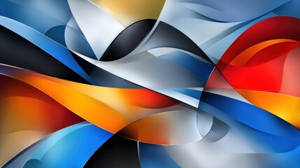 Fototapete - A colorful abstract painting with blue, red, and yellow lines
