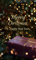 Wall Mural - merry christmas and happy new year greeting card