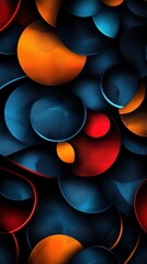 Fototapete - A colorful image of circles in various shades of blue, red, and orange