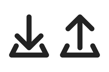 Wall Mural - download and upload black outlined isolated arrows for web user interface. vector icons in flat styl