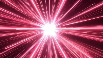 Poster - Bright pink light rays burst outward creating an intense visual effect in a dark background