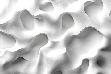 Poster - Abstract white wave patterns create a soft, flowing texture, conveying a sense of calm and lightness, ideal for backgrounds or modern design projects.