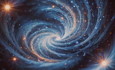 Poster - spiral galaxy with stars and a blue background. the spiral is very large and has a lot of stars