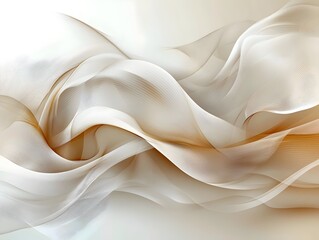 Poster - An elegant abstract background featuring soft, flowing waves in warm beige and cream tones, creating a sense of movement and tranquility.