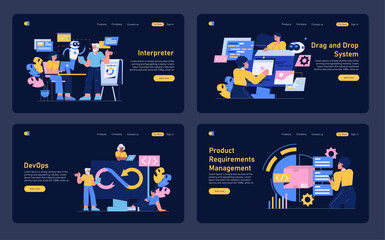 Poster - Development Process Automation. Flat Vector Illustration