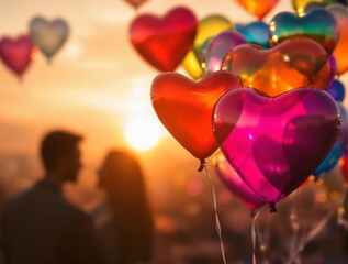 Poster - Colorful heart-shaped balloons for Valentine's Day