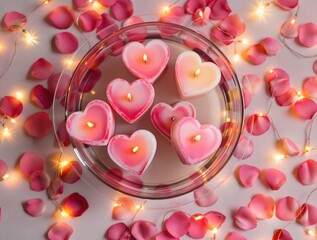 Poster - Pink heart-shaped candles for Valentine's Day 
