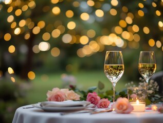 Poster - Romantic candlelit dinner with champagne for Valentine's Day
