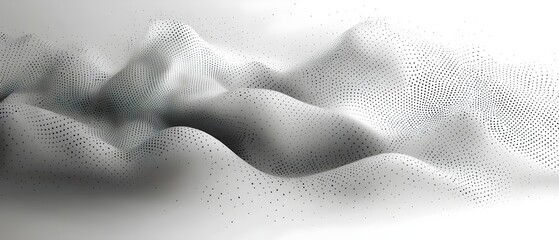 Poster - An abstract monochrome representation of smooth, undulating waves with a dotted texture, evoking a sense of serenity and tranquility in a minimalist style.