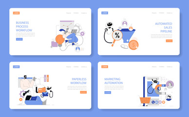 Poster - business process automation. flat vector illustration