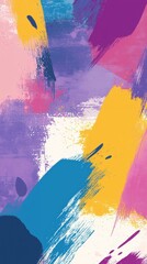 Poster - Vibrant brushstrokes of pink, purple, blue, and yellow create a dynamic and textured abstract painting, perfect for backgrounds and artistic projects