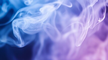 Poster - Blue and purple smoke is swirling and mixing, creating abstract shapes and patterns against a gradient background, providing a visually appealing texture