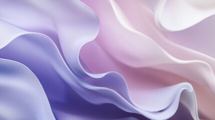 Poster - Smooth, elegant fabric flows in pastel shades of purple and pink, creating a mesmerizing abstract pattern of gentle waves, perfect for backgrounds and design projects