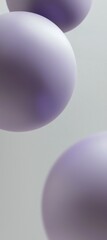 Poster - Three smooth, purple spheres float against a soft gray backdrop, creating a minimalist and abstract composition with a sense of depth and serenity