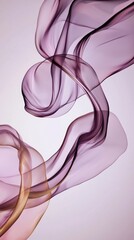 Poster - Flowing, translucent purple and gold fabric creates an elegant and abstract composition against a soft pink backdrop, evoking a sense of luxury and movement