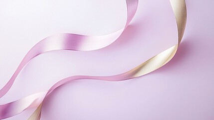 Poster - Two shiny ribbons, one in pink and the other in gold, elegantly curving against a soft pastel pink background, evoke a luxurious and festive atmosphere perfect for celebrations