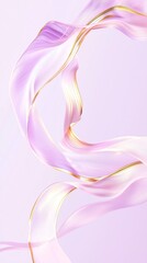 Poster - Pink and gold ribbons intertwine and flow gracefully, creating a mesmerizing abstract composition against a soft pink backdrop, perfect for conveying concepts of elegance, luxury, and fluidity