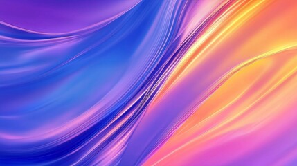 Poster - Smooth, vibrant lines create a dynamic abstract composition, flowing and blending together in a gradient of colors from blue to orange, creating a visually appealing design