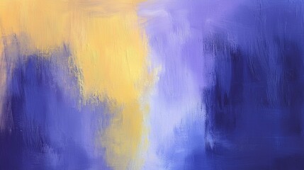 Poster - Vibrant yellow and blue brushstrokes merge to create an abstract painting background, adding an artistic touch and enhancing the visual appeal of any creative project