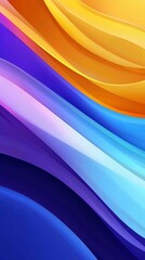 Poster - Smooth curves create a visually captivating abstract design, blending vibrant hues of orange, yellow, blue, and purple in a seamless flow, evoking a sense of dynamic motion and artistic expression