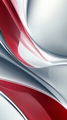 Poster - Smooth, flowing red and grey abstract shapes create a dynamic and modern design, ideal for backgrounds, presentations, or artistic projects, with curves and lines adding depth and visual interest