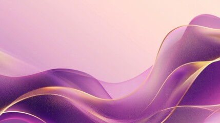 Poster - Abstract purple waves flowing on a pink background with golden lines creating a luxurious and elegant design, perfect for modern and stylish projects