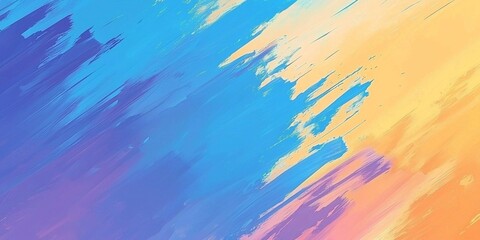 Poster - Vivid brushstrokes in shades of blue, purple, and orange create a dynamic and energetic abstract background, ideal for modern and creative projects