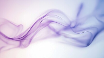 Poster - Colorful smoke swirling and curling into abstract shapes, showcasing a beautiful gradient of purple and blue hues against a soft white background, creating an ethereal atmosphere