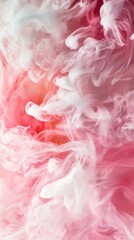 Poster - White ink is swirling in pink water, creating abstract shapes and a beautiful gradient effect, perfect for backgrounds and artistic projects