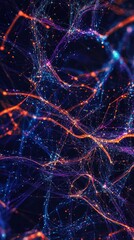 Poster - Colorful lines and glowing dots create a complex network, symbolizing neural pathways and the intricate connections within a brain or technological system