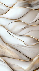 Poster - Golden lines flowing gracefully through a series of white and beige abstract waves, creating a luxurious and sophisticated design that embodies elegance and modernity