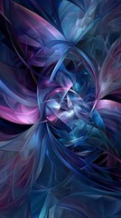 Poster - Abstract blue and purple swirls intertwine and create a dynamic visual flow, resembling ethereal ribbons or cosmic streams, forming a captivating and mesmerizing spectacle