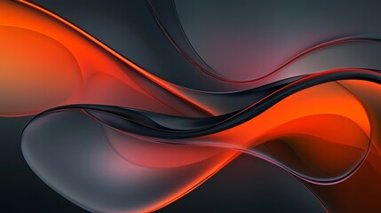 Poster - Smooth, flowing lines in shades of orange and black create a dynamic and visually appealing abstract composition, suitable for various design applications