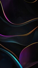Fototapete - Abstract composition featuring vibrant neon lines gracefully flowing and intertwining against a dark backdrop, creating a dynamic and visually captivating design