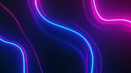 Poster - Creating smooth neon curves, the design bursts with vibrant colors, illuminating a dark background in a striking blend of electric blue and rich purple hues, exuding modern energy