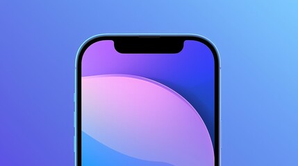 Poster - Close-up view of a modern smartphone featuring a vibrant abstract wallpaper with flowing shapes in pink, purple, and blue against a gradient blue backdrop