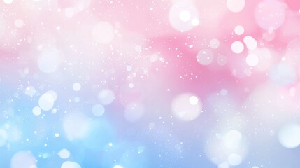 Poster - Pink and blue pastel gradient background with bokeh lights and glittering particles creates a magical, dreamy, and romantic atmosphere, perfect for various design projects
