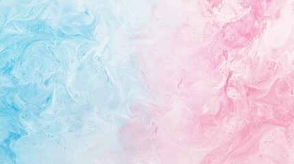 Poster - Fluid acrylic paints swirling together create a stunning marble effect with a gentle gradient from soft pastel pink to tranquil pastel blue, forming an elegant background
