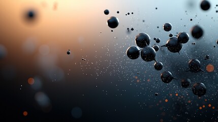 Wall Mural -   A cluster of buoyant air bubbles hovering over a gradient of azure and apricot, with a hazy horizon behind