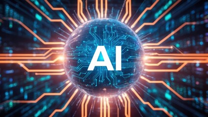 Wall Mural - ai on the background of computer systems, vibrant wallpaper