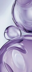 Poster - Abstract composition featuring translucent purple spheres merging, reflecting light and creating a visually captivating scene with smooth curves and a modern aesthetic